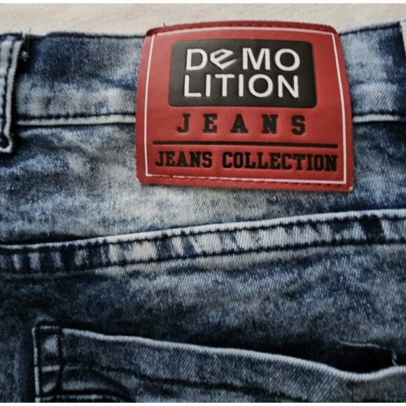 Demolition Mens Acid Bleach Wash Distressed Rocker Skater Jeans Size 32x32 - Picture 10 of 11